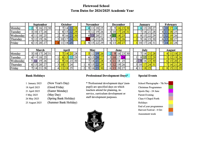 School Calendar Fletewood School Plymouth